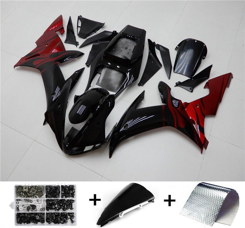 2002-2003 Yamaha YZF R1 Amotopart Fairing Black Red Kit