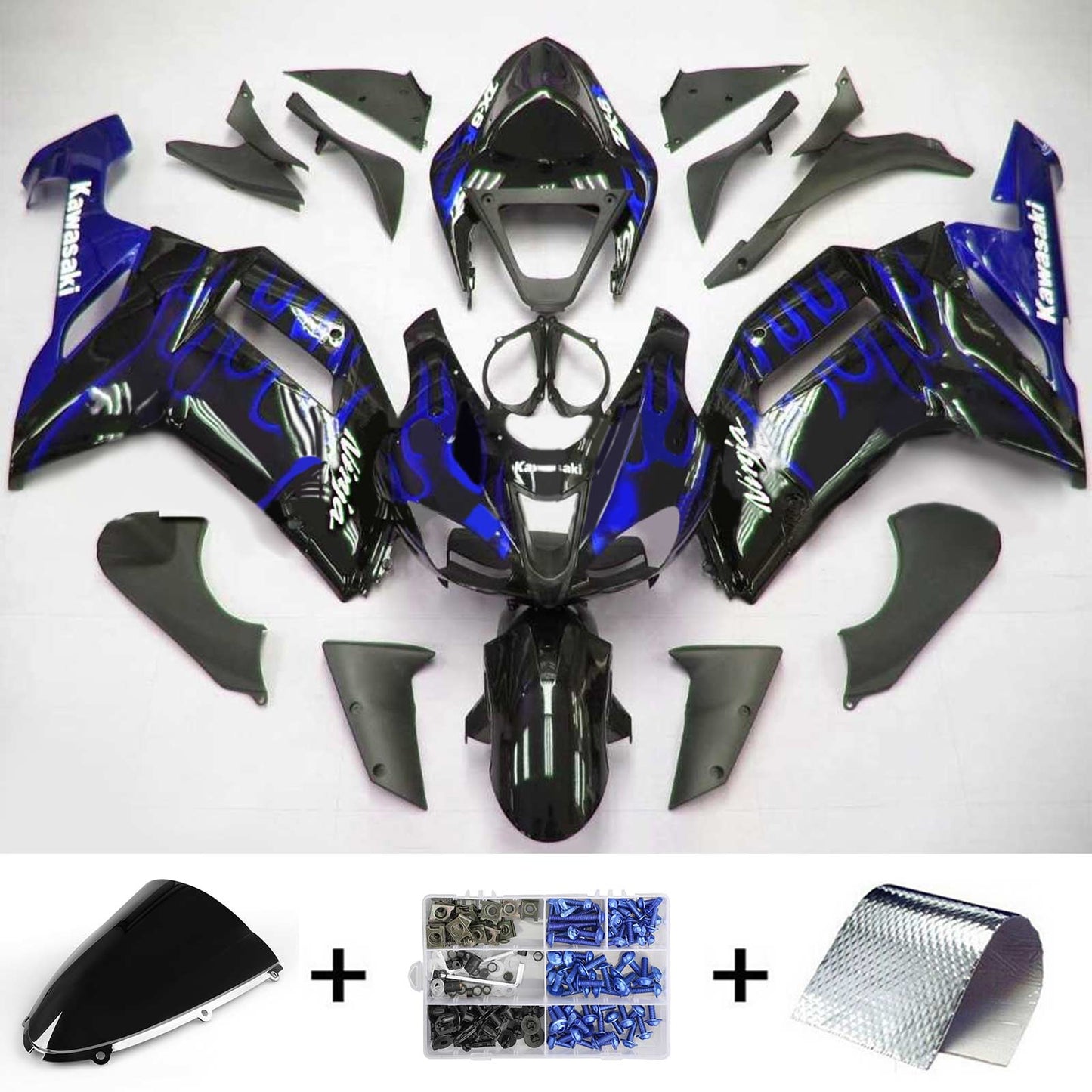 2007-2008 Kawasaki ZX6R 636 Amotopart Injection Fairing Kit Bodywork Plastic ABS #102