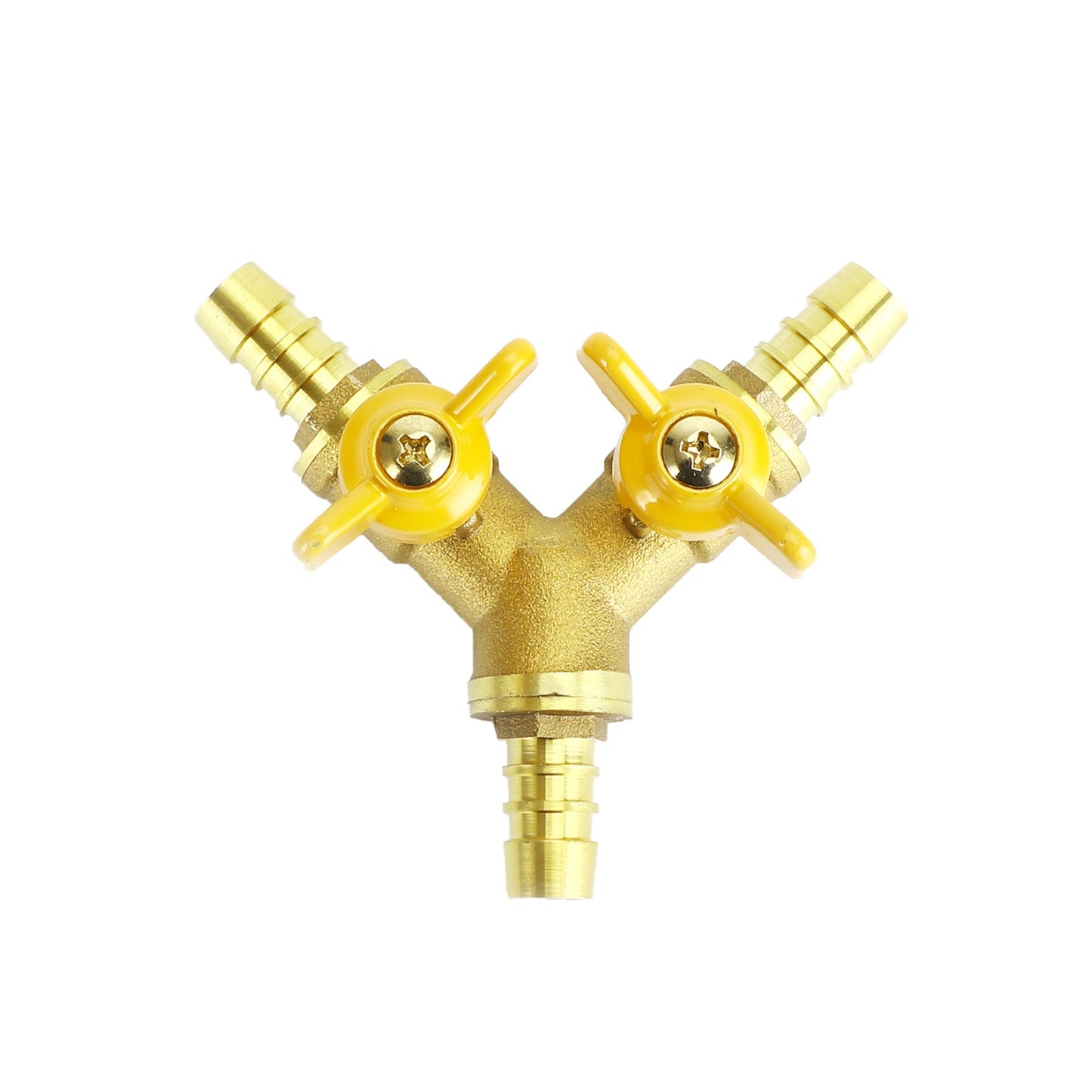 3/8" Hose Barb Ball Valve Y Shaped 3 Way Connector Barb Brass Fitting OD 11mm