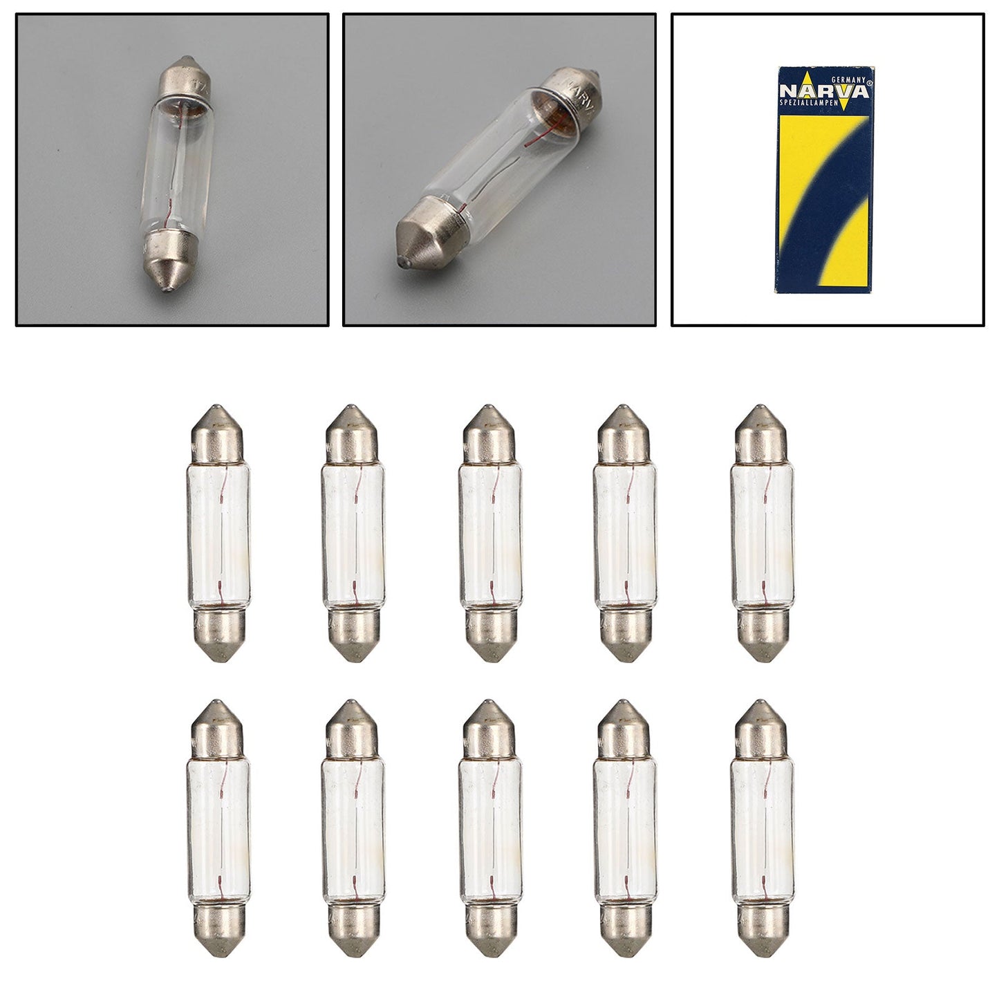 10x For NARVA 17327 Car Auxiliary Bulbs C10W 24V10W SV8.5