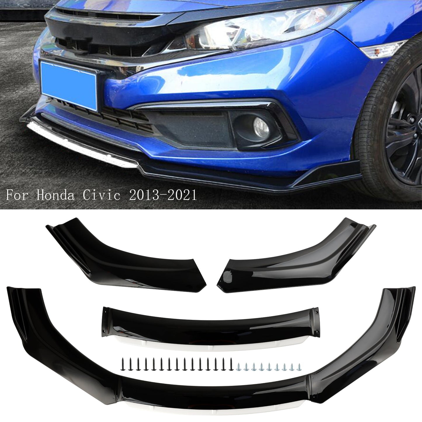 Universal Car Front Bumper Lip Body Kit Splitter Diffuser Protector Black White