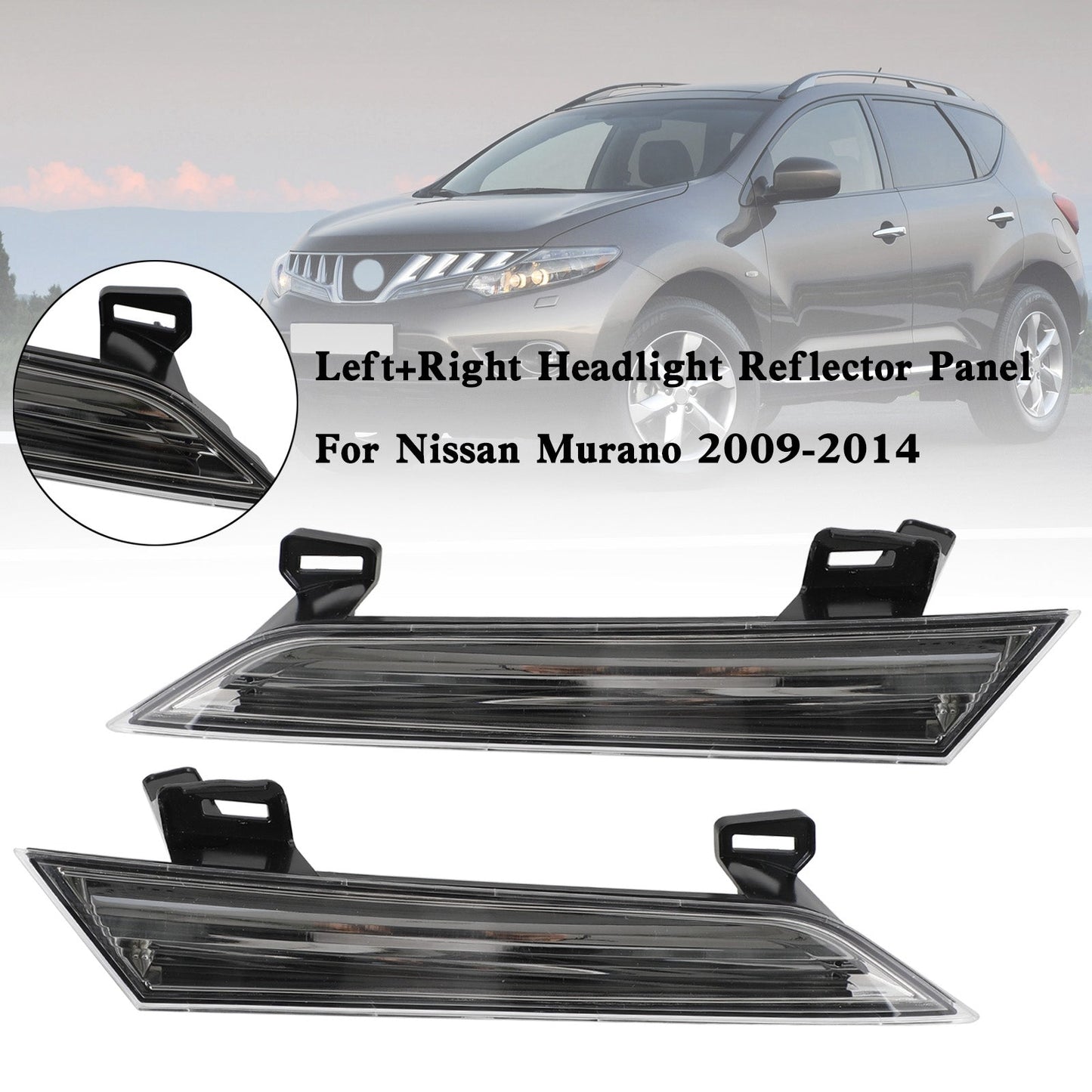 Left+Right Headlight Reflector Panel For Nissan Murano 2009-2014