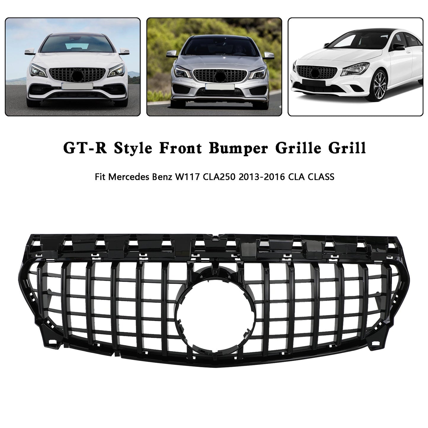 GT-R Style Front Bumper Grille Grill Fit Mercedes Benz W117 CLA250 2013-2019