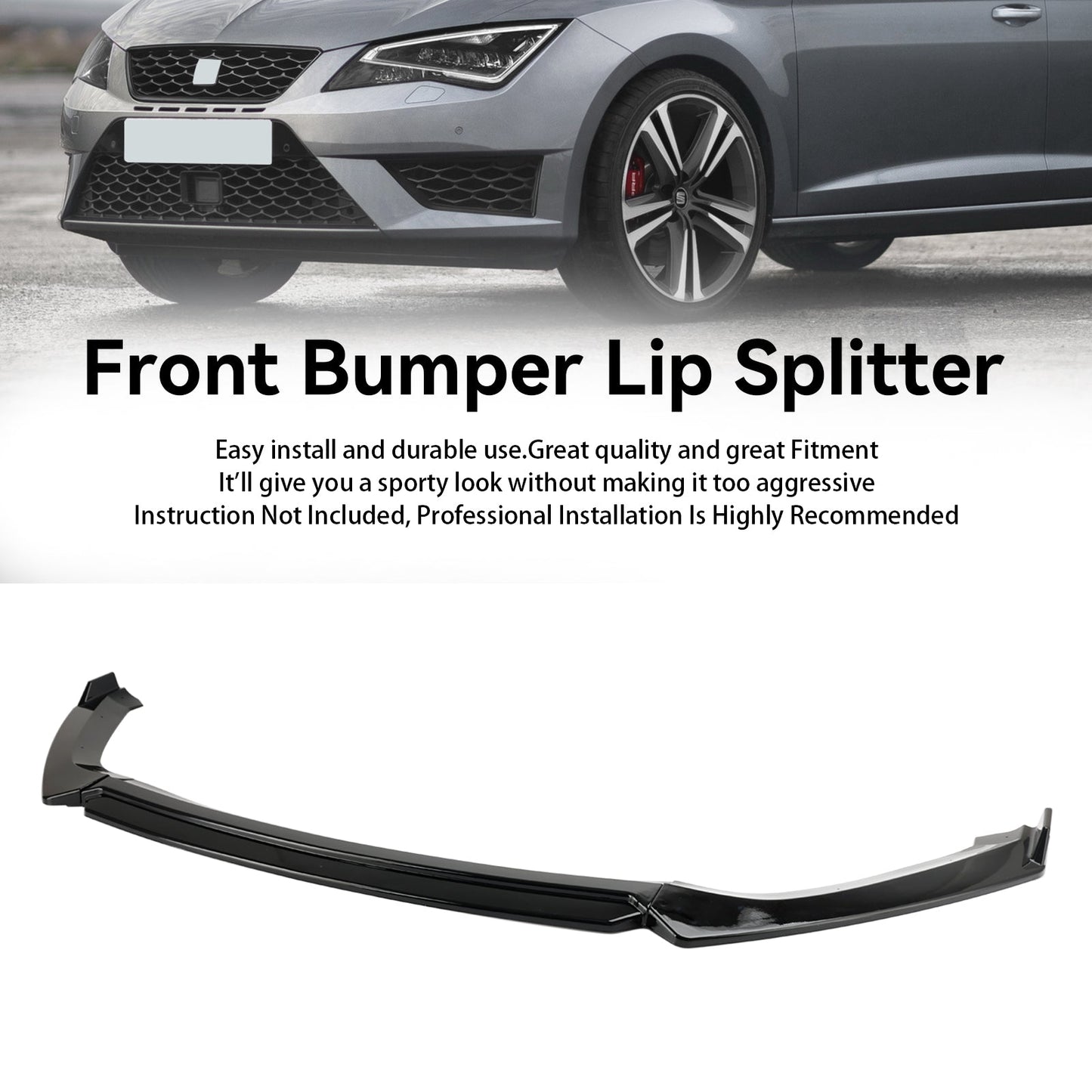 2012-2020 Seat Leon 5F Front Spoiler Lip Performance Gloss Black