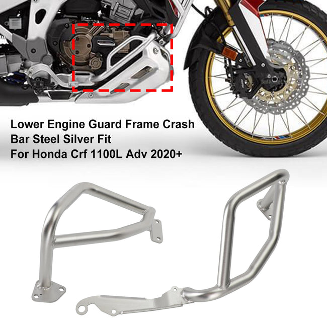 Lower Engine Guard Frame Crash Bar Steel Silver Fit For Honda Crf 1100L Adv 20+