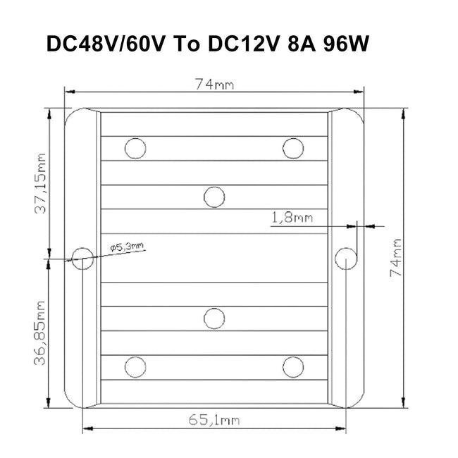 Waterproof DC 48V/60V to 12V 96W 8A Step-Down Power Supply Converter Regulator