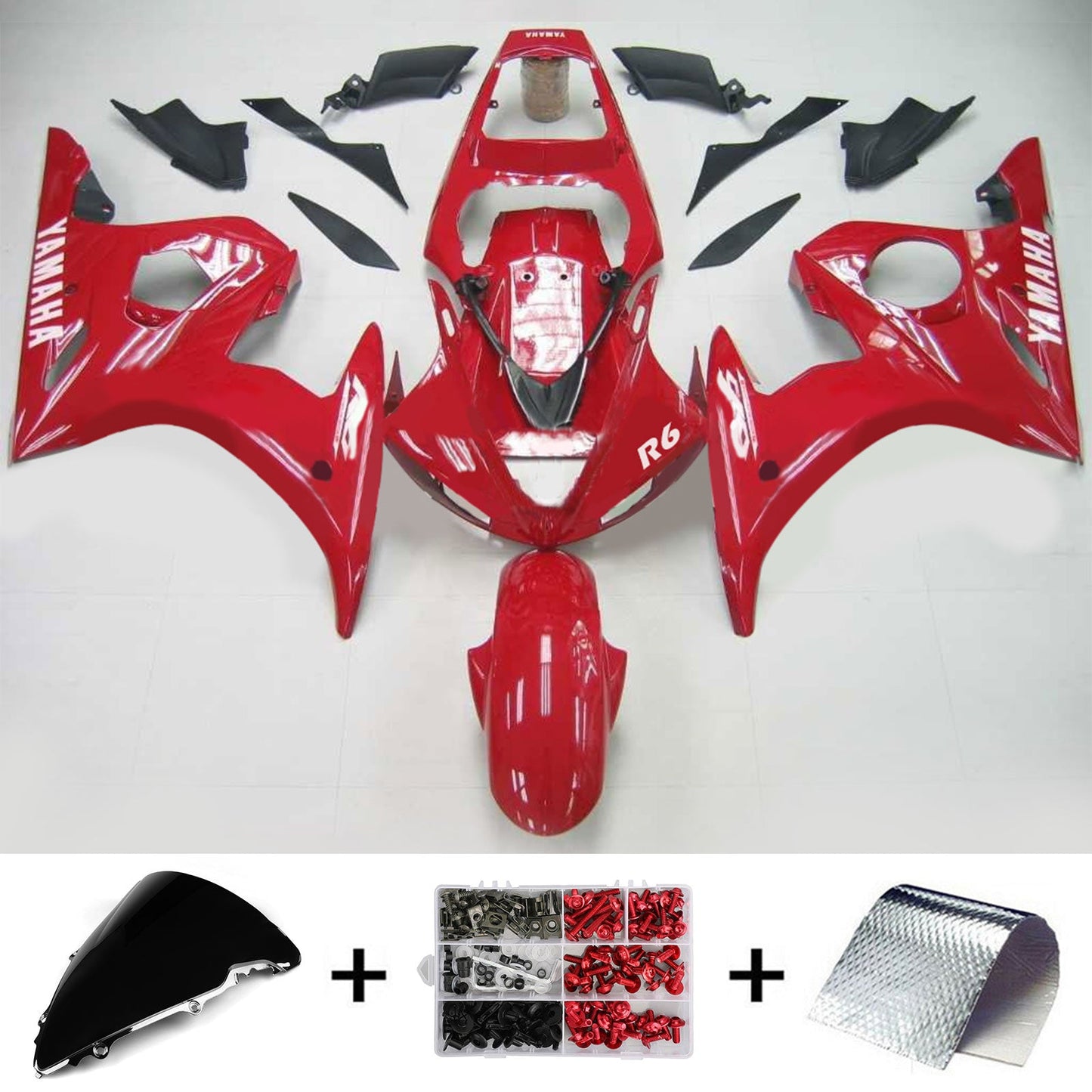 2005 Yamaha YZF 600 R6 Amotopart Injection Fairing Kit Bodywork Plastic ABS #116