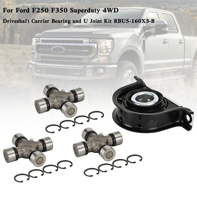 Ford F250 F350 Superduty 4WD Driveshaft Carrier Bearing and U Joint Kit Fedex Express