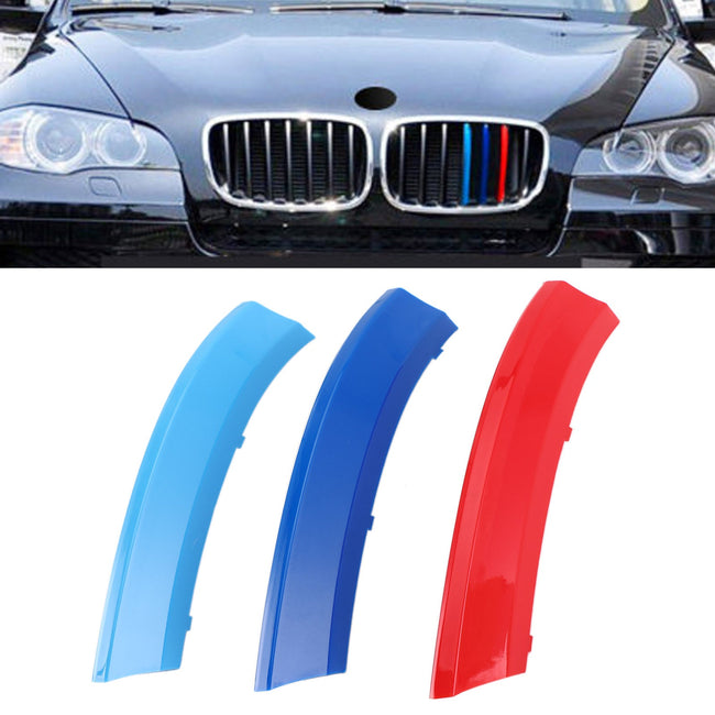 Tri-Colour Front Grille Grill Cover Strips Clip Trim For BMW X5 2008-2013