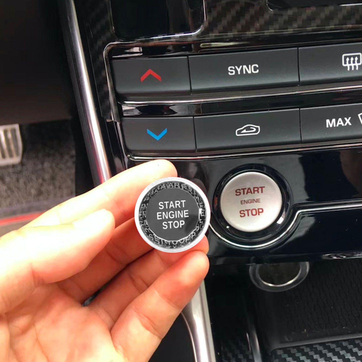 Engine Start Stop Push Button Knob Switch Decor Cover Fit For Jaguar XF XE F-Pace BLK