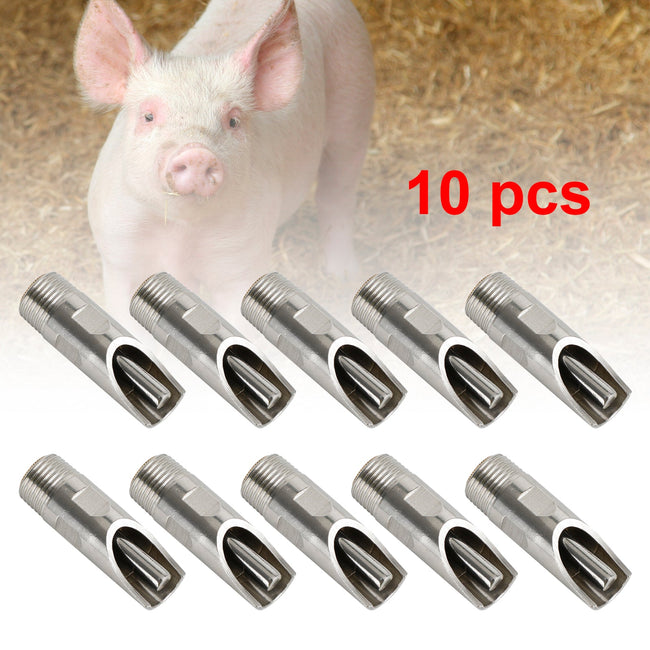 10Pc 1/2" Npt Pig Hog Nipple Drinker Automatic Waterer Feeder Stainless Steel Fedex Express