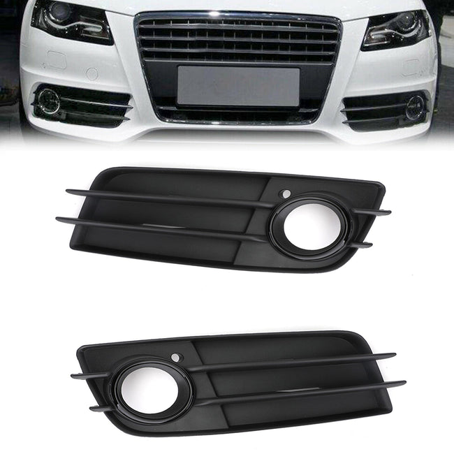 2008-2012 Audi A4 S-LINE S4 Pair Front Bumper Black Fog Light Grille Cover