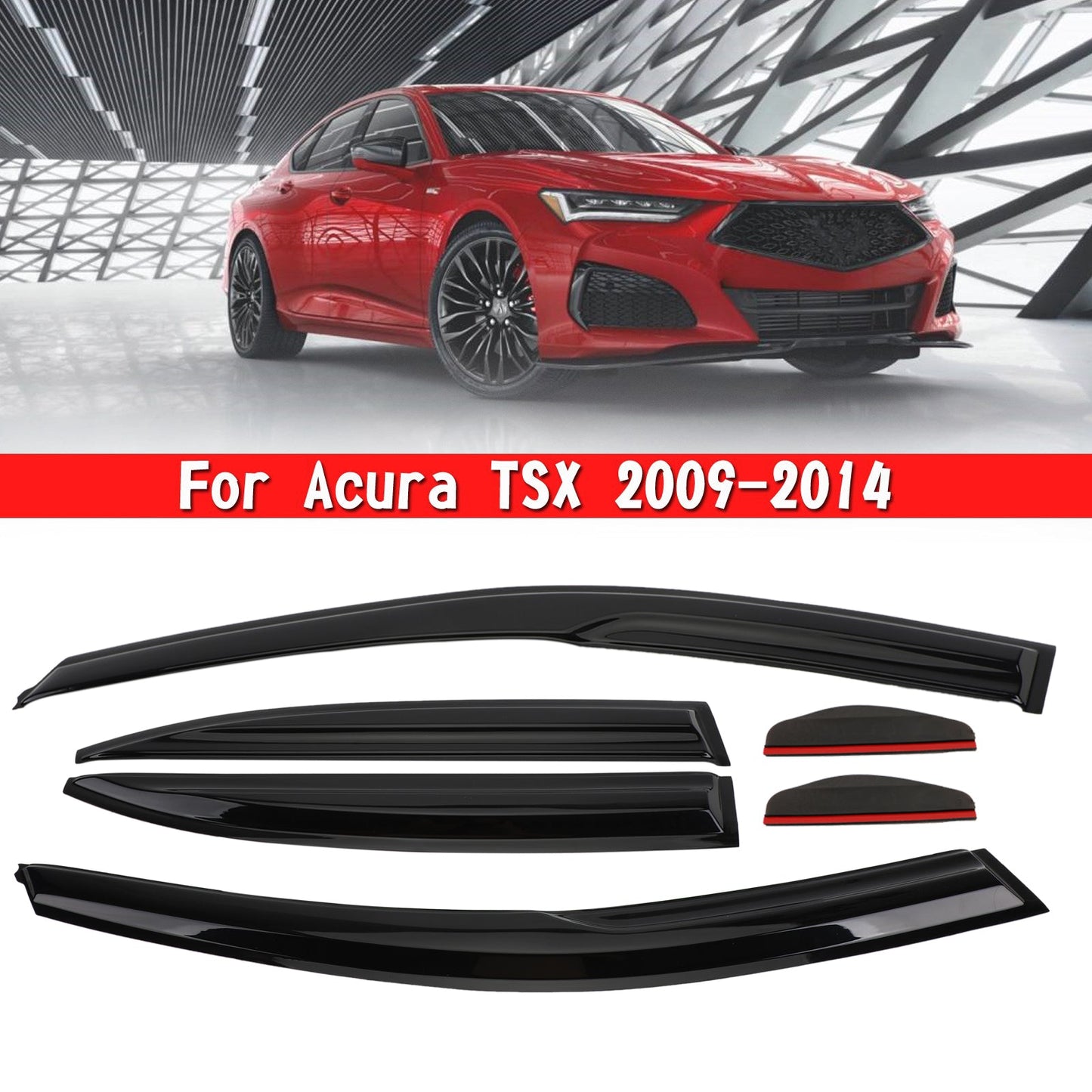 Car Window Sun Rain Guard Visors Kit 6PCS For Acura TSX 2009-2014