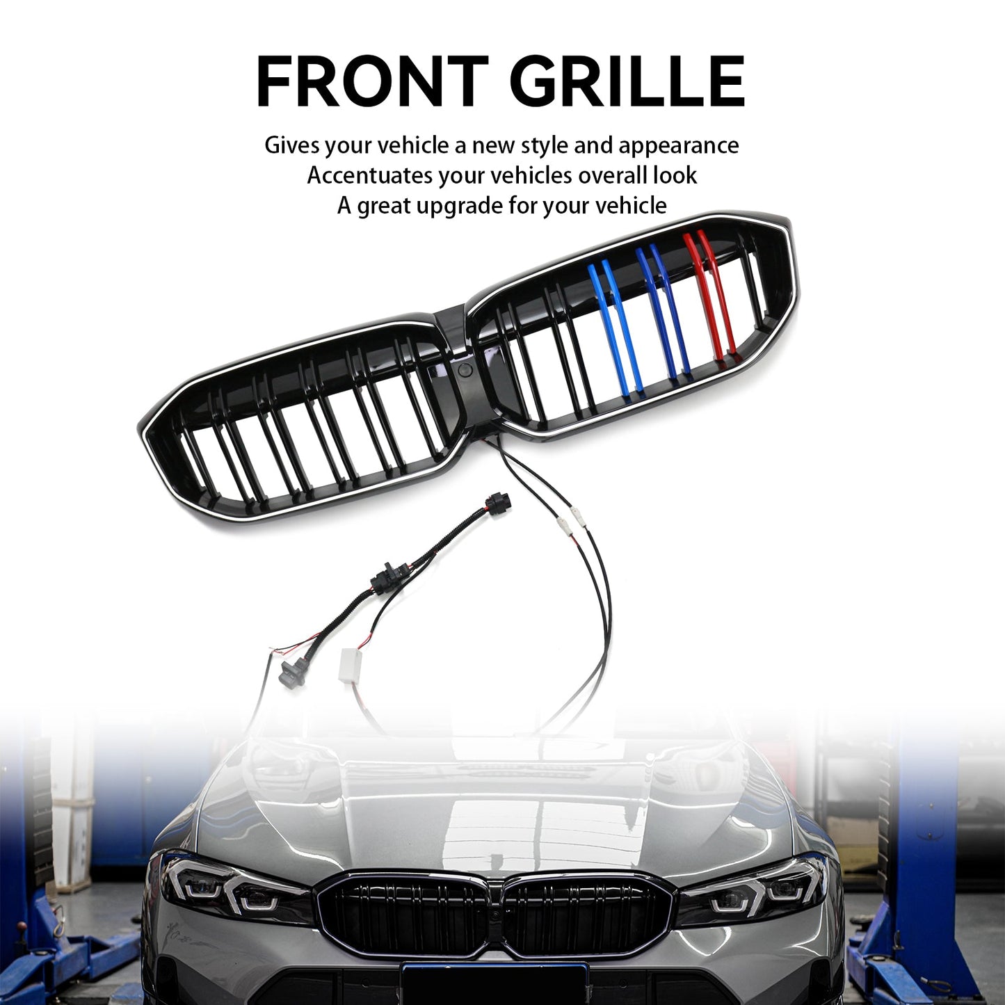 BMW 3 Series G20 G28 2023-2024 M Double Line Black Front Kidney Grille Mesh