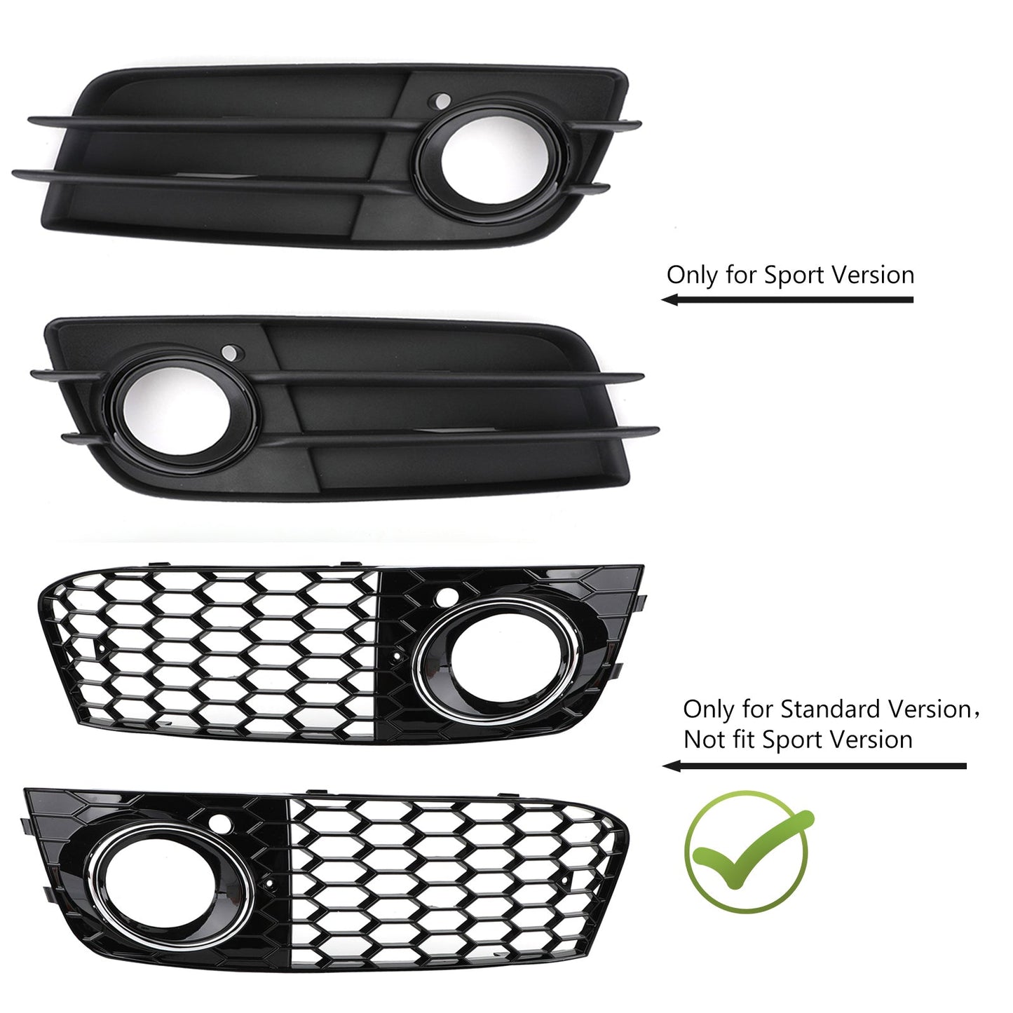 2009-2012 Audi A4 B8 Honeycomb Mesh Fog Light Open Vent Grill Intake