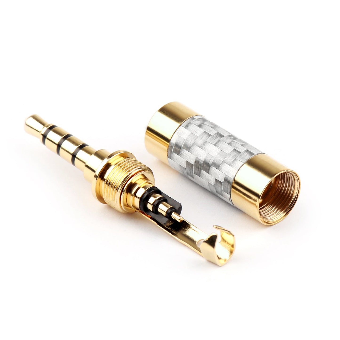 1PCS 3.5mm 4 Pole Audio Plug Gold-plated Carbon Fiber Step Type Gold