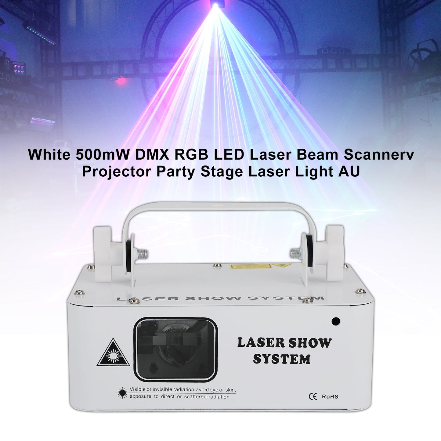 White 500mW DMX RGB LED Laser Beam Scanner Projector Party Stage Laser Light AU