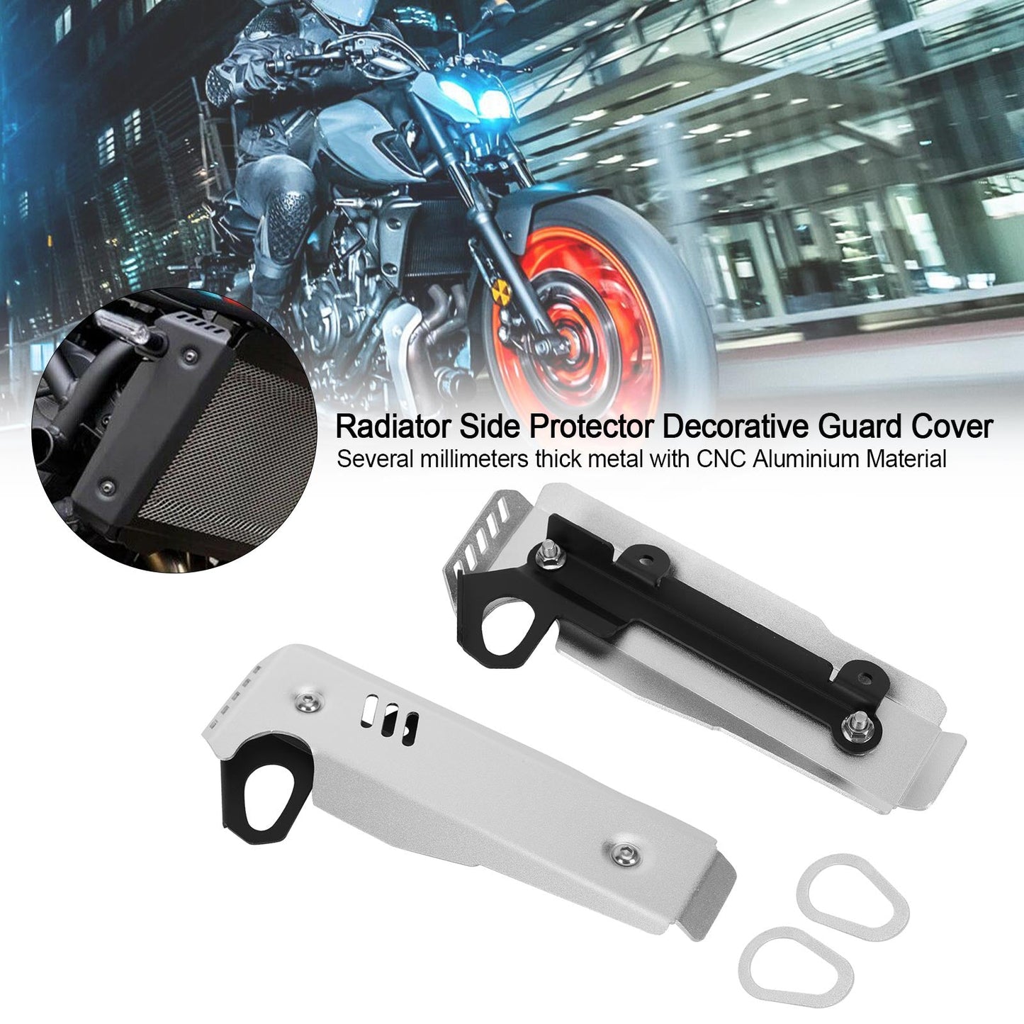 Radiator Side Protector Guard Cover For Yamaha MT-07 FZ-07 2021-2022 Black