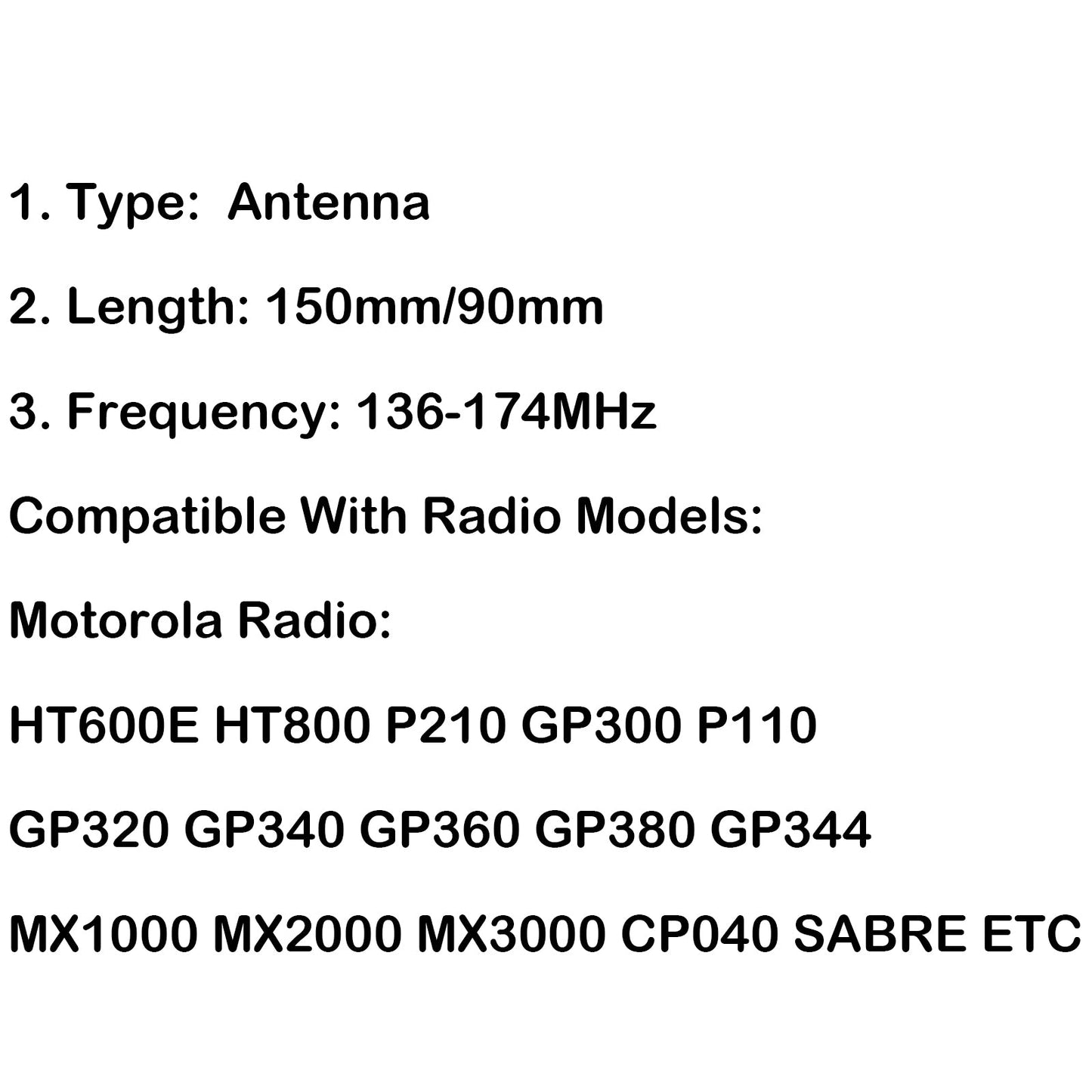 5Pcs VHF Antenna 136-174MHz For Motorola GP320 GP340 GP360 GP380 Radio 150mm