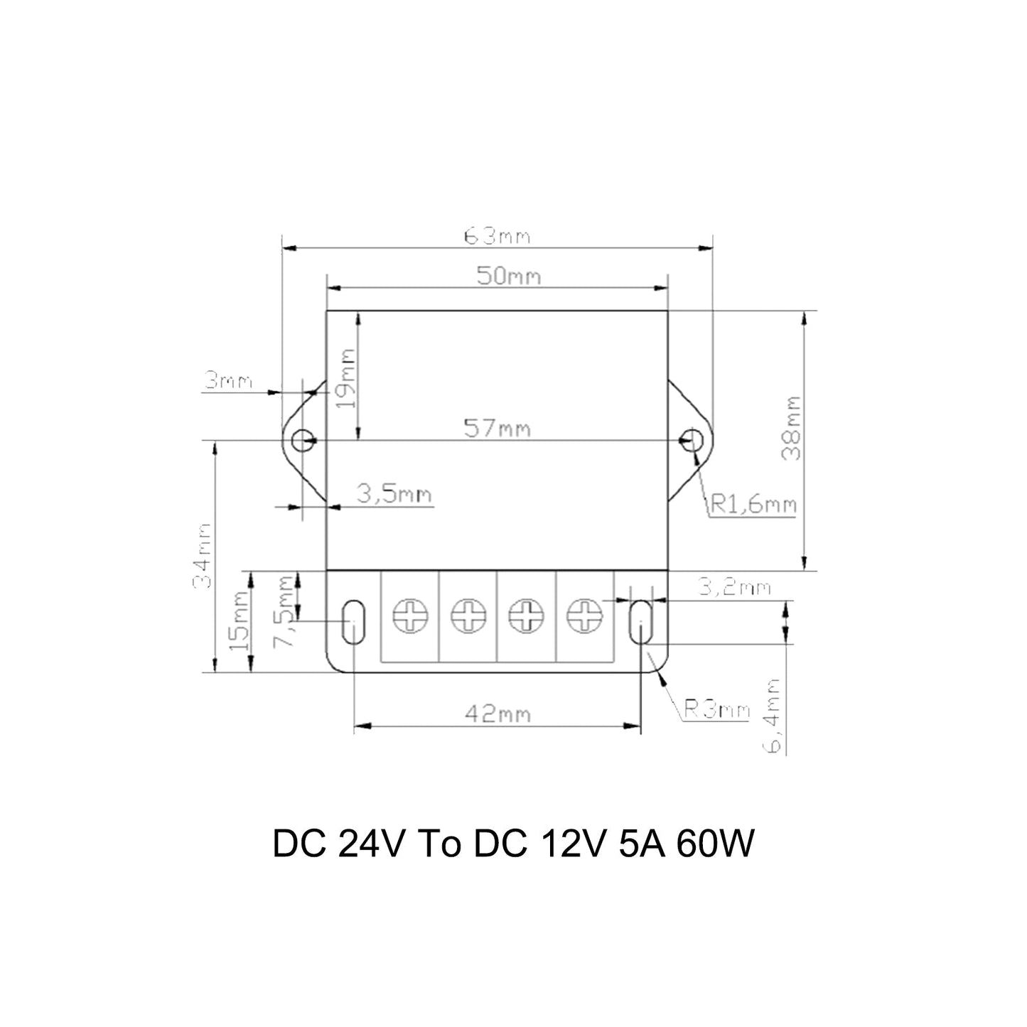 DC 24V Step Down To DC 12V 5A 60W Voltage Regulator Reducer Power Converter
