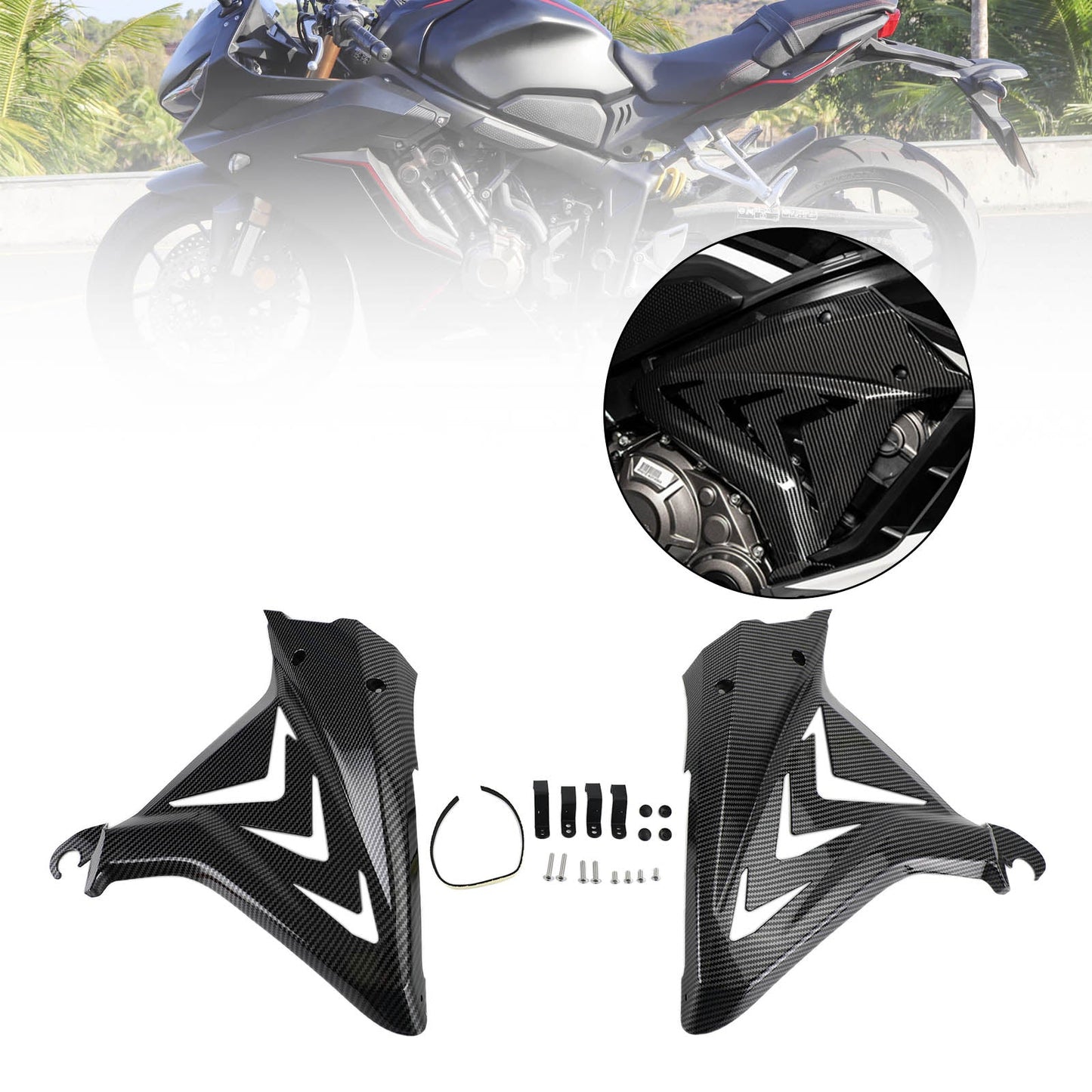 Side Frame Cover Panels Fairings Cowls For Honda CBR650R 2019-2021 Black