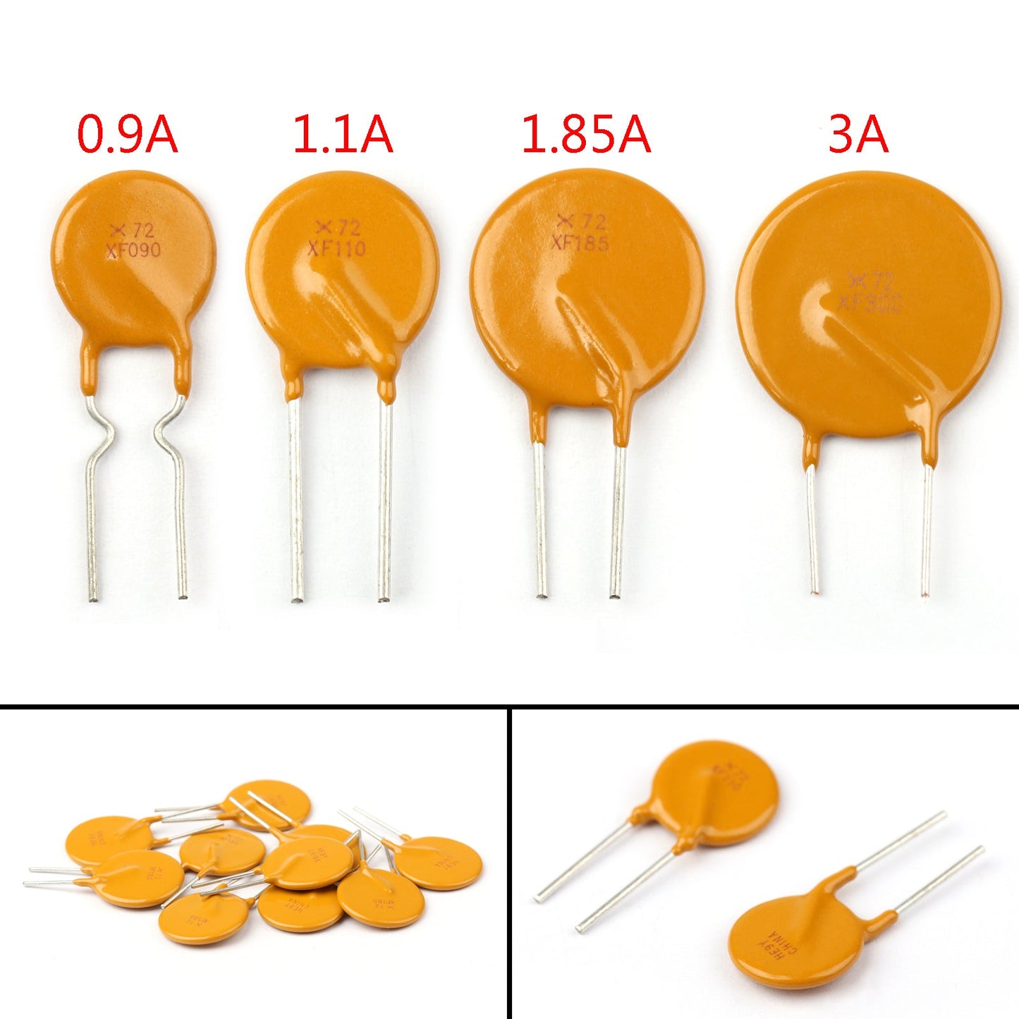 10Pcs PTC Resettable Fuses Thermistor Polymer Self-Recovery Fuses 72V/3A