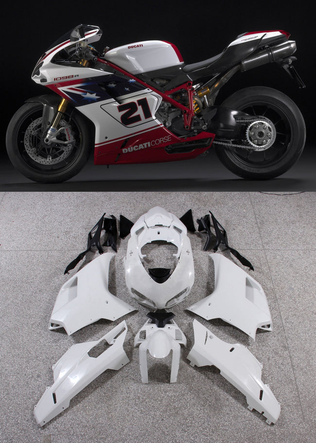 2007-2012 Ducati 1098 1198 848 White Red No.21 Fairings Generic