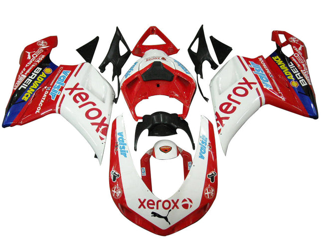 2007-2012 Ducati 1098 1198 848 White & Red Xerox Fairings Generic
