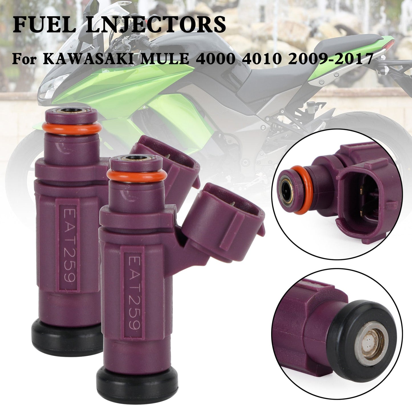 2PCS Fuel Injector EAT259 49033-2060 490332060 for KAWASAKI MULE 4000 4010 09-17