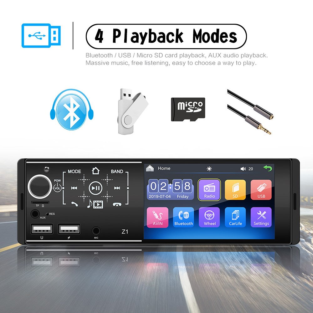 4.1" Single 1 Din Car Radio Touch Screen MP5 Player FM Bluetooth Stereo + Camera