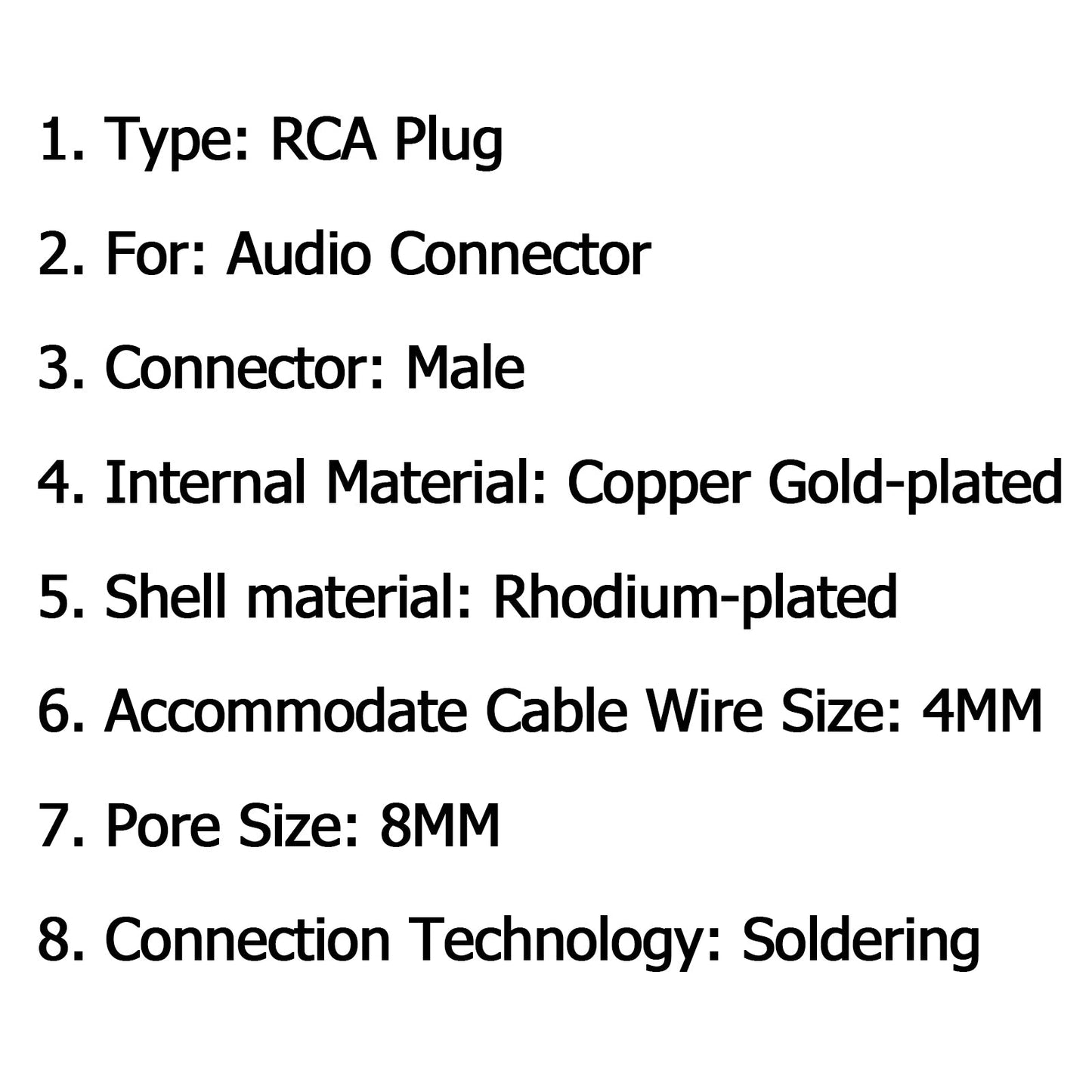 1PCS RCA Assembly Jack 8mm Caliber Audio Rhodium-plated Plug Adapter Blk