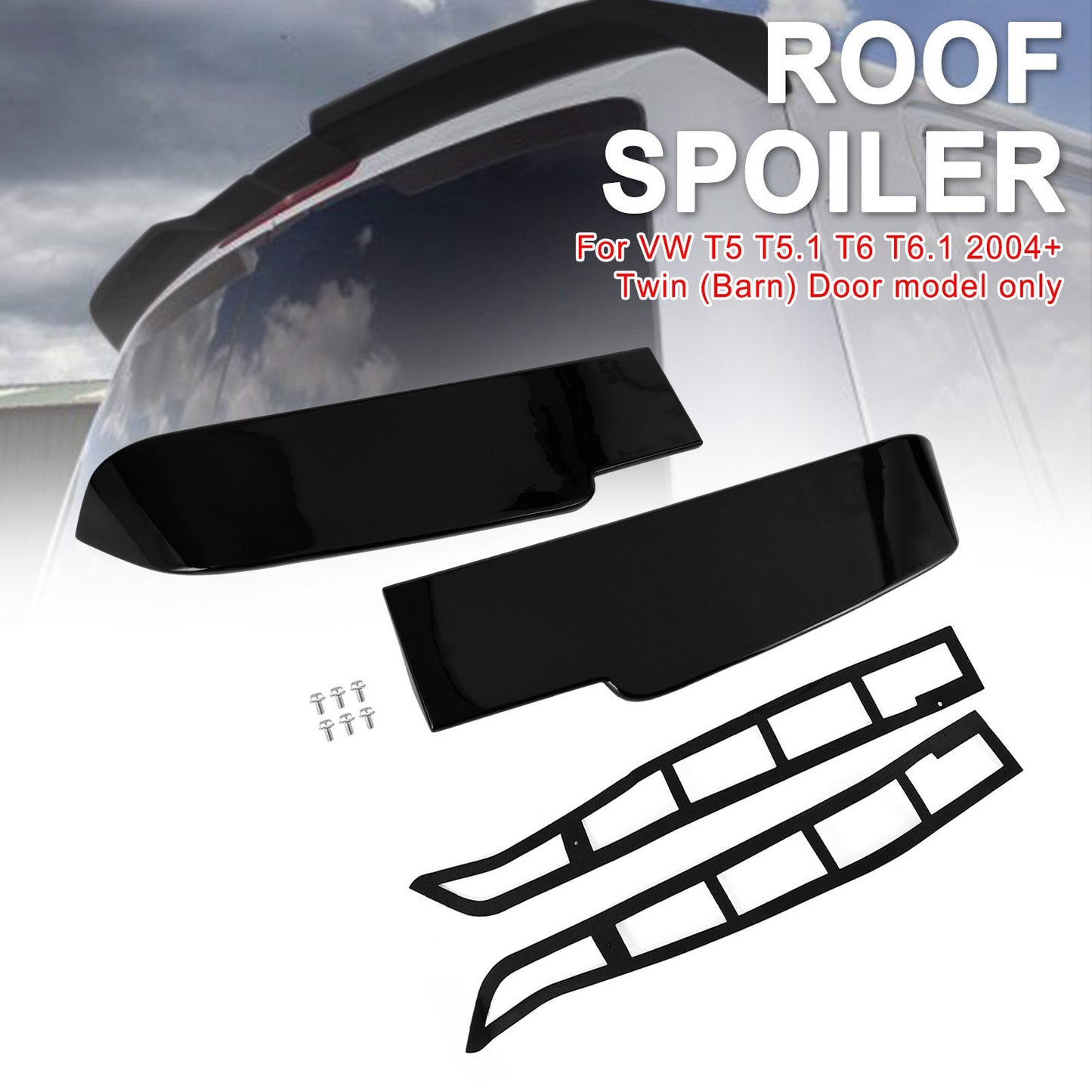 2004+ Black VW T5 T5.1 T6 T6.1 Premium Barn Door Spoiler