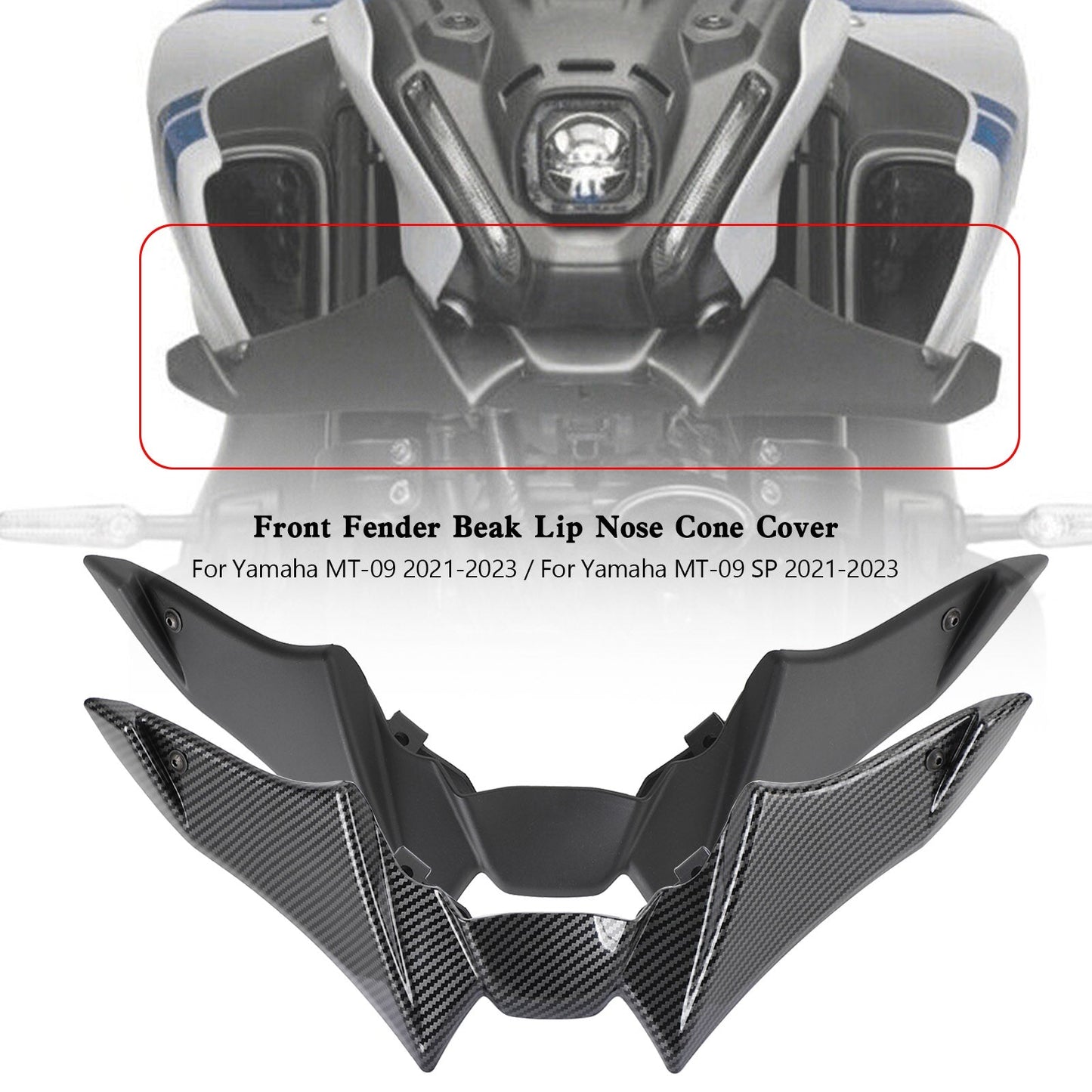 Yamaha MT-09 (SP) 2021-2023 Front Fender Beak Lip Nose Cone Cover Spoilers