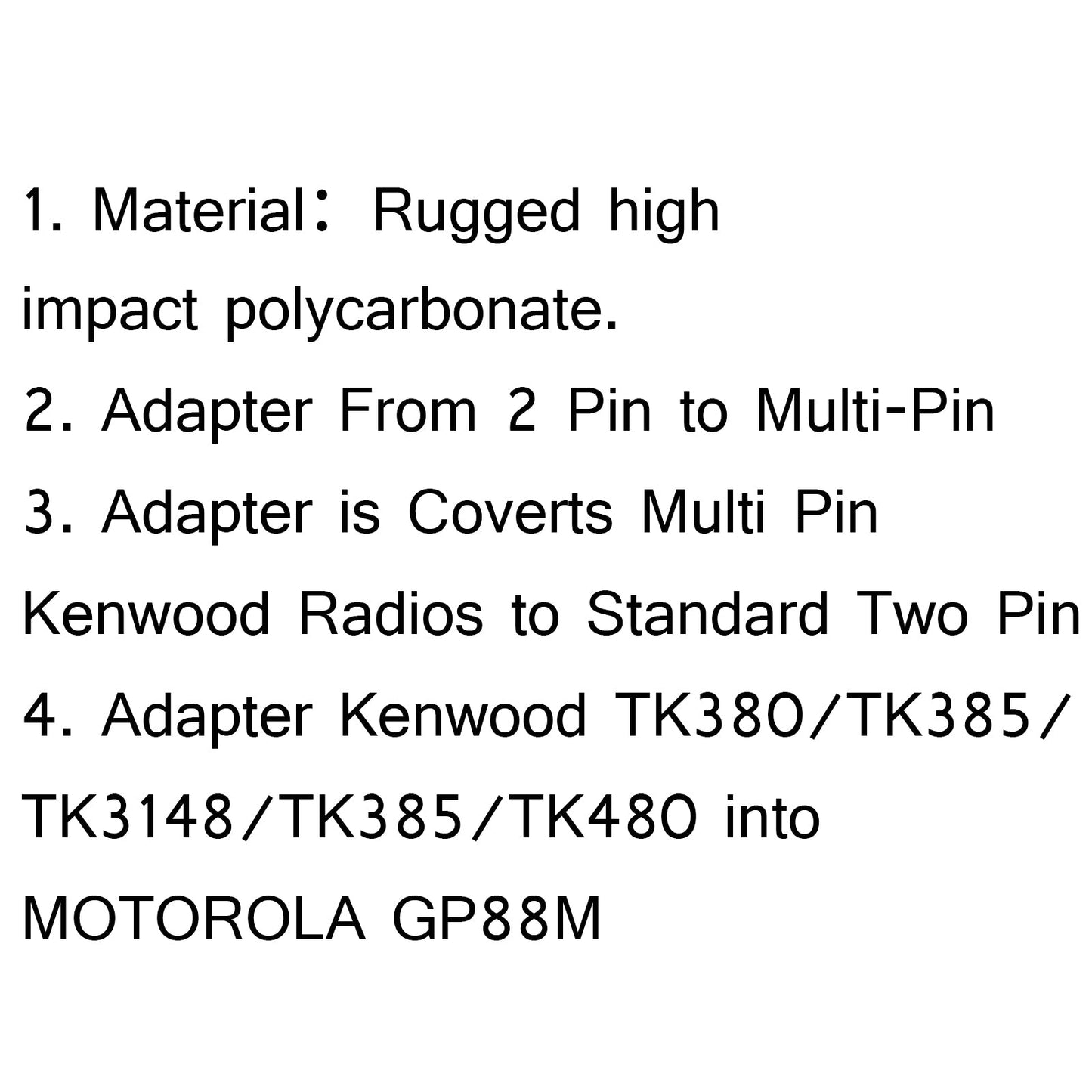 1xMulti Pin To 2 Pin Earpiece Adapter For Kenwood Radio TK280/380/385/3180