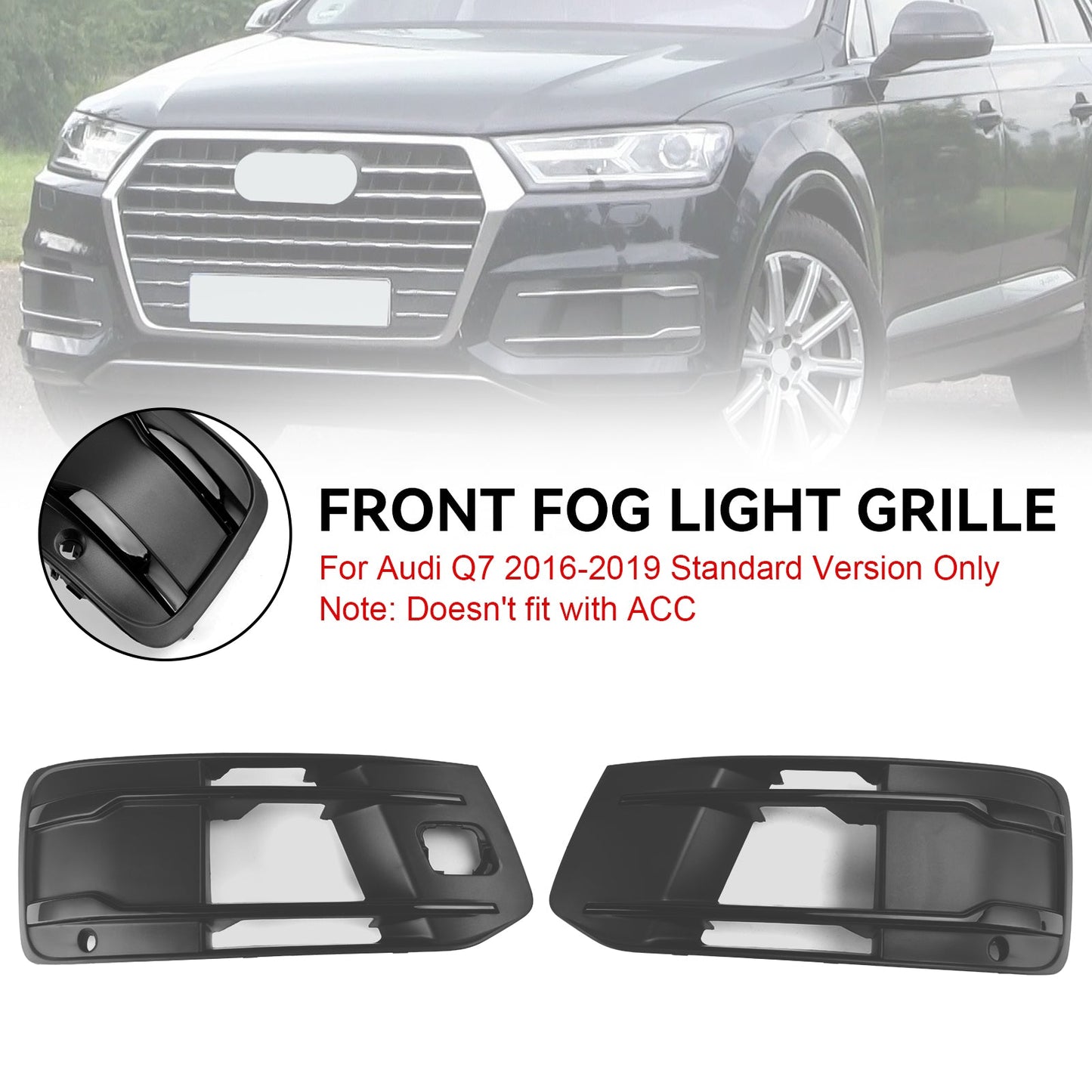 Audi Q7 2016-2019 Front Bumper Cover Fog Light Bezel Insert Grill Grille