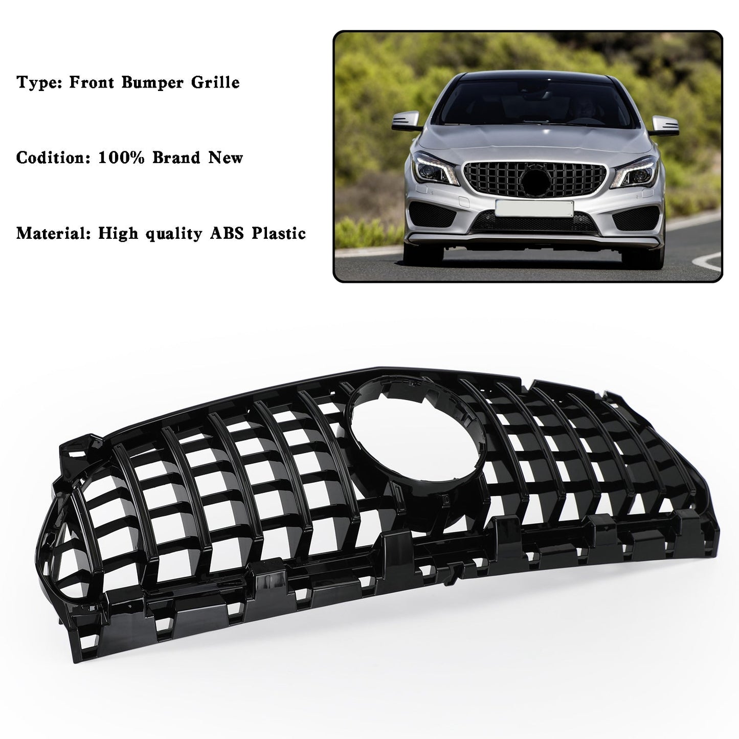 GT-R Style Front Bumper Grille Grill Fit Mercedes Benz W117 CLA250 2013-2019