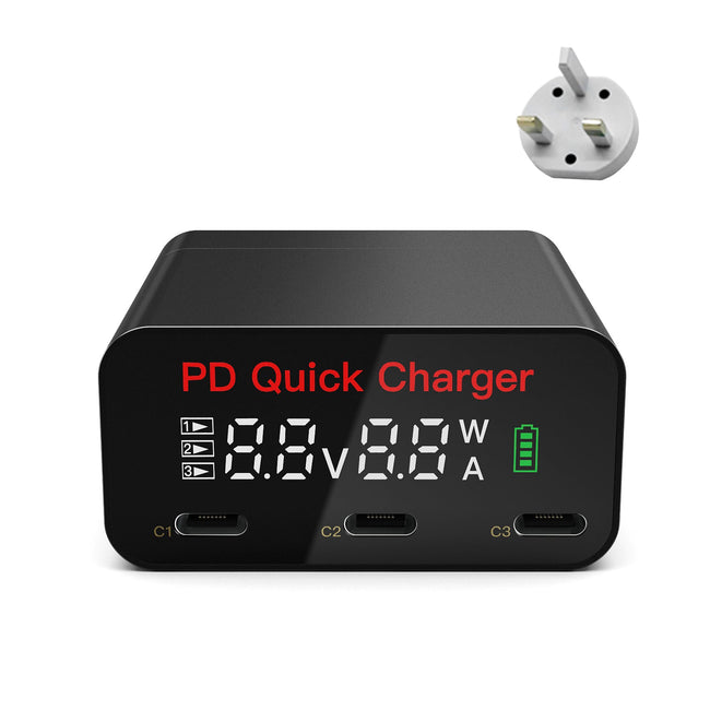 60W Type USB C Charger PD Quick Charge QC 3.0 3 In 1 Multi Port Power Adapter
