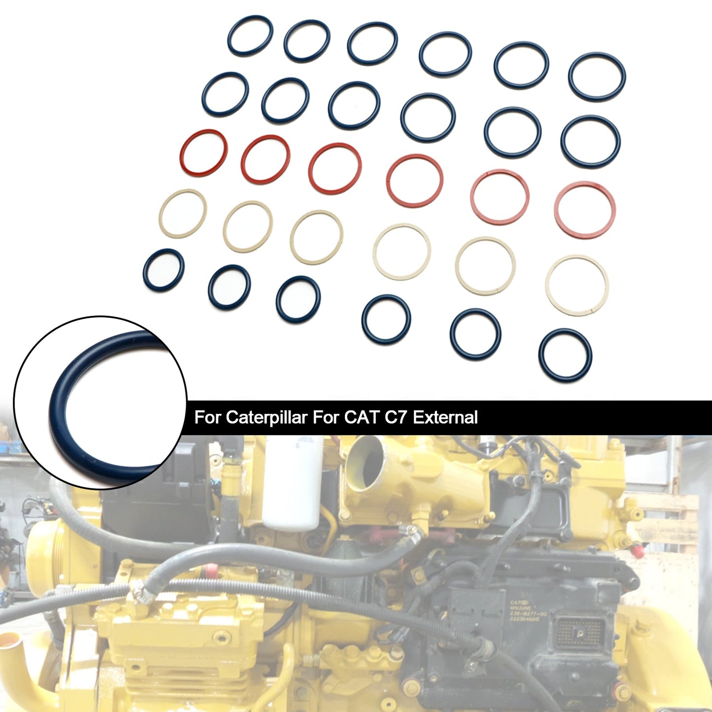 6PCS Fuel Injectors Seal O-Ring Kit Fit Caterpillar C7 Fit CAT C7 External