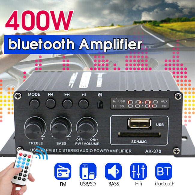 400W Hi-Fi Auto Stereo 12V Car Audio Amplifier Bluetooth MP3 Radio Booster