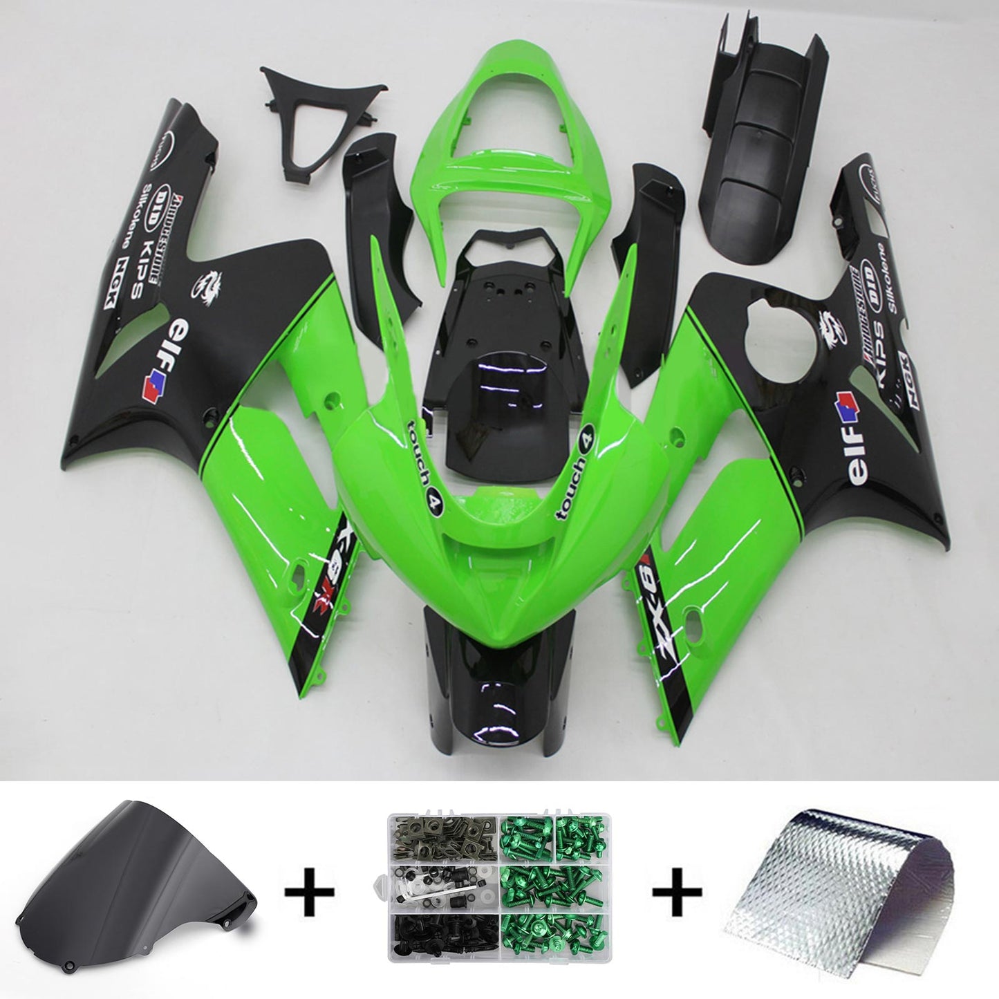 2003-2004 Kawasaki ZX6R 636 Injection Fairing Kit Bodywork Plastic ABS#123