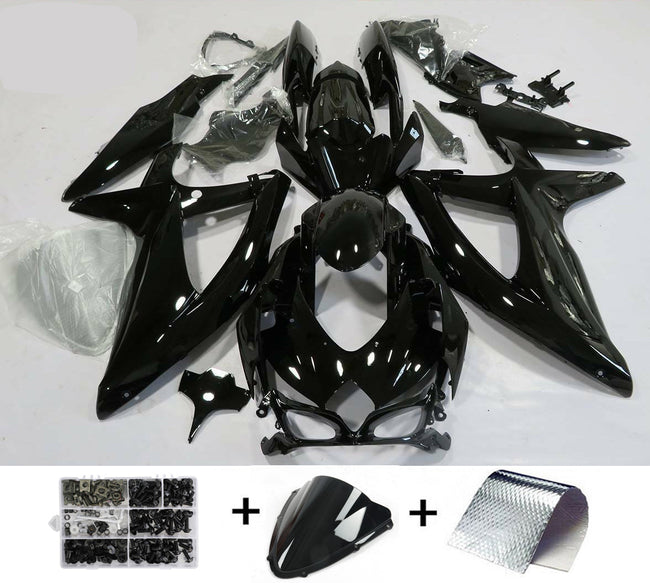 2008-2010 Suzuki GSXR600 750 Glossy Black Fairing Kit by Amotopart