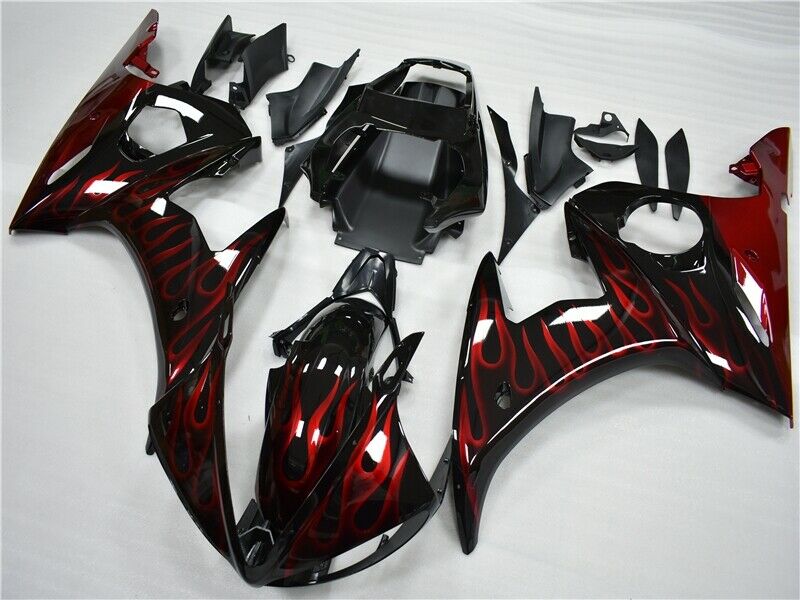 2005 Yamaha YZF R6 Amotopart Fairing Red Flame Kit