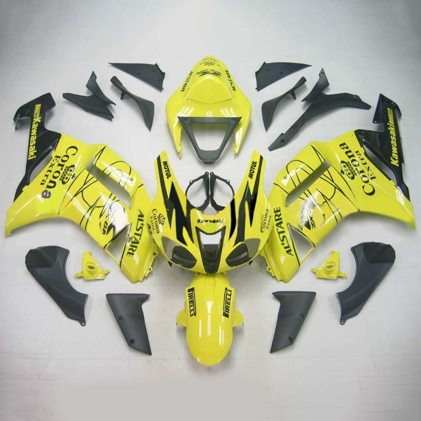 2007-2008 Kawasaki ZX6R 636 Amotopart Injection Fairing Kit Bodywork Plastic ABS #117