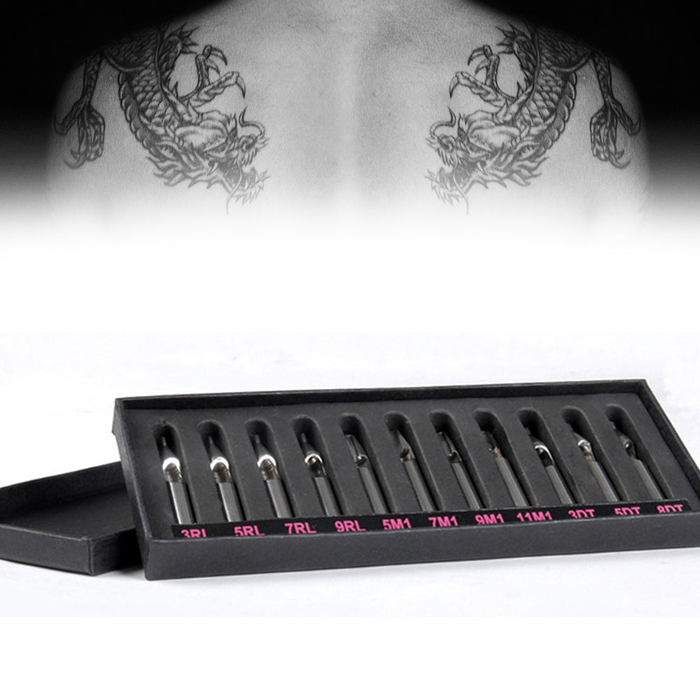 11pcs Stainless Steel Tattoo Tips Needles Tube Nozzle Tip Set Kit