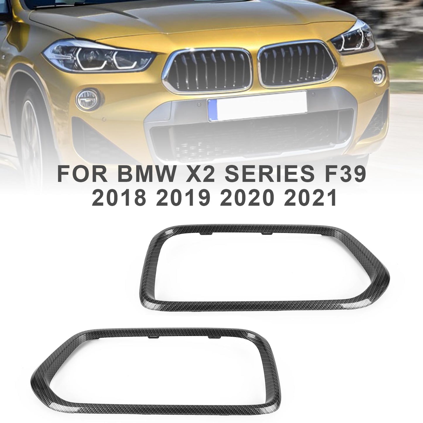 2018-2023 BMW X2 Series F39 Carbon Fiber Front Bumper Grill Frame Cover Trim 51712455246