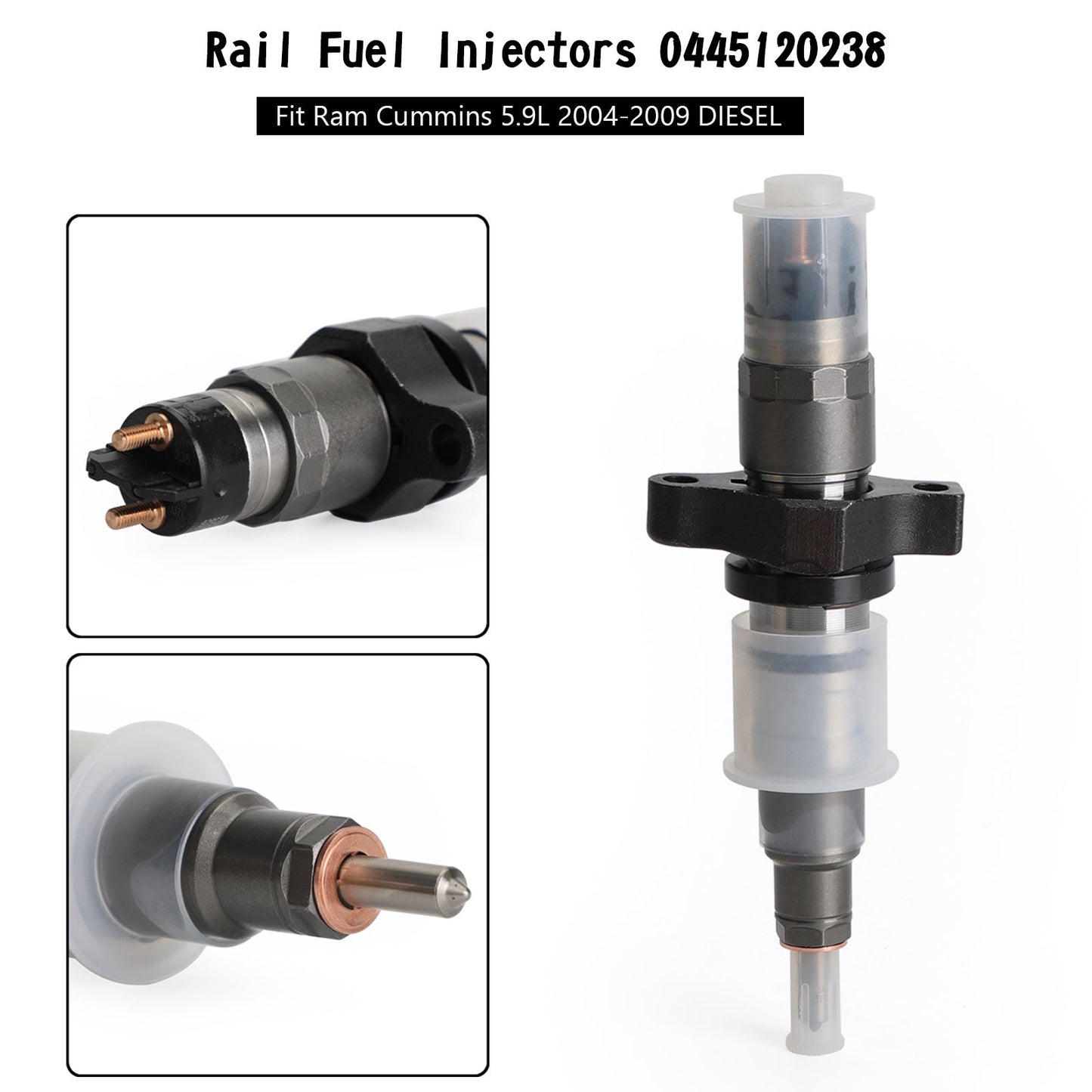 6pcs Rail Fuel Injectors 0445120238 Fit Ram Cummins 5.9L 2004-2009 DIESEL
