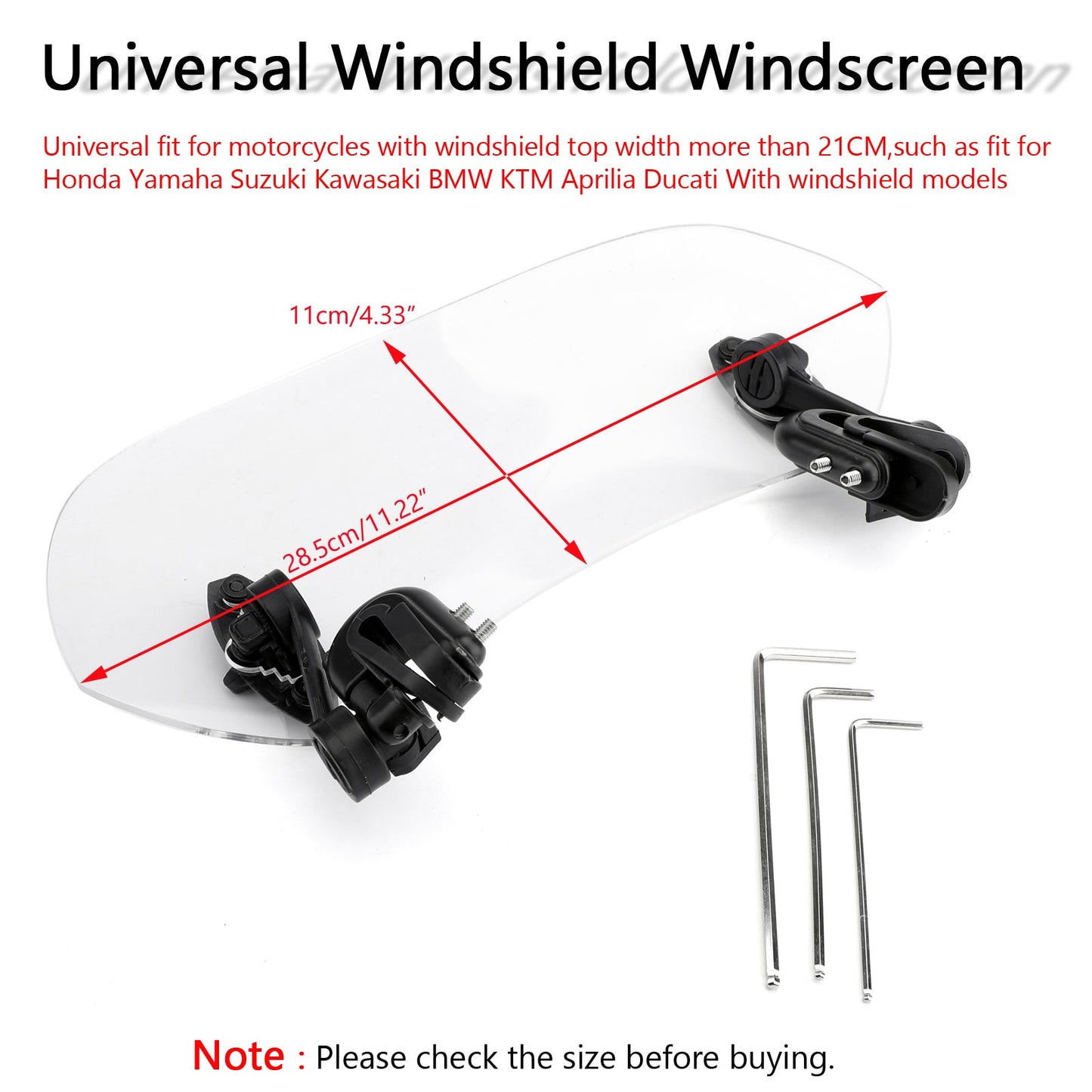 Universal Adjustable Clip On Windshield Extension Spoiler Wind Deflector Clear