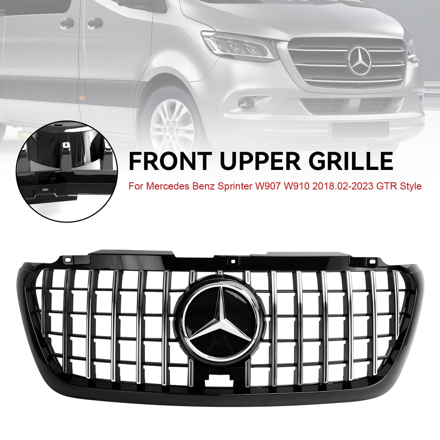 2018-2023 W907 W910 GTR Style Benz Mercedes Sprinter Front Bumper Grill Grille