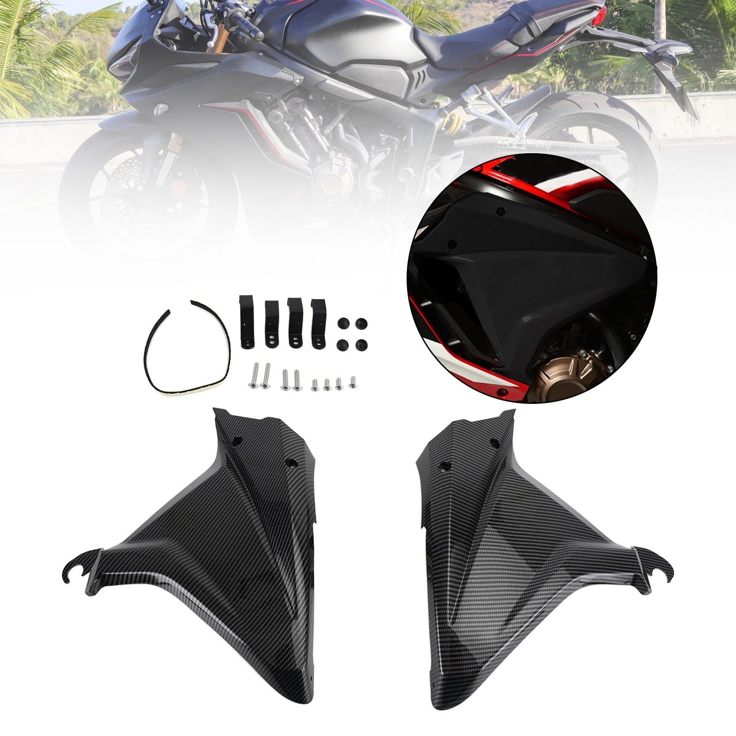 Side Frame Cover Panels Trim Fairings Cowls For Honda CBR650R 2019-2021 Black