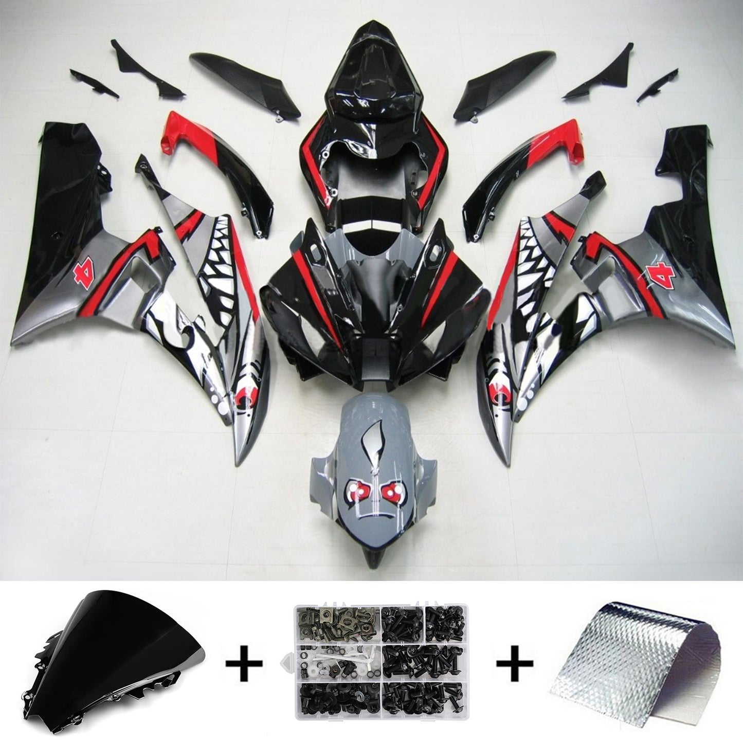 2006-2007 Yamaha YZF 600 R6 Amotopart Injection Fairing Kit Bodywork Plastic ABS #145